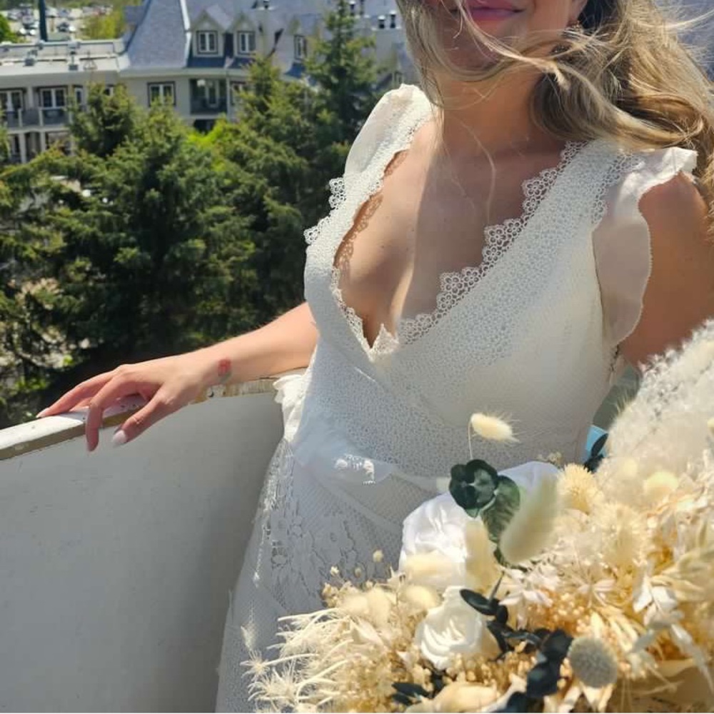 Boho Bridal White Lace Wedding Dress